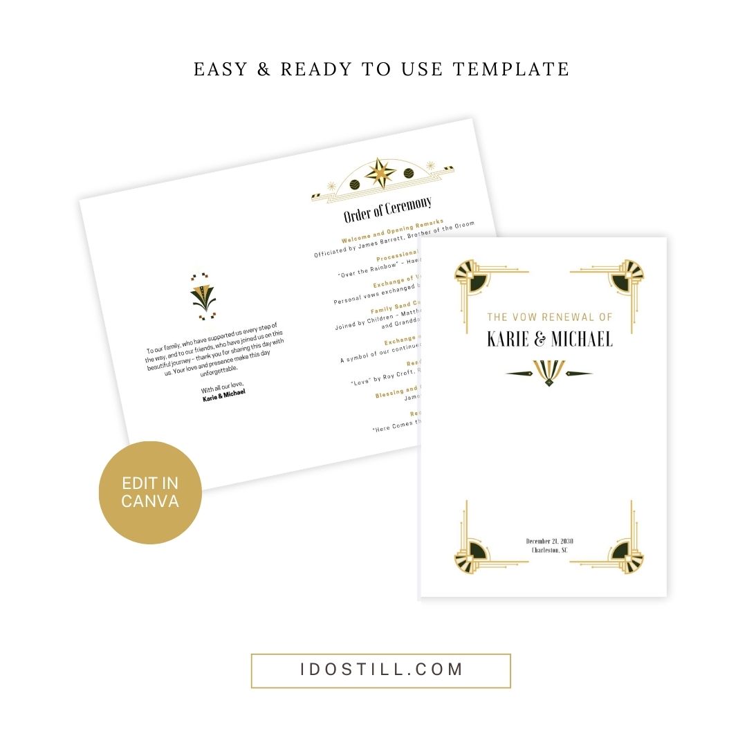 Black & Gold Art Deco Ceremony Program
