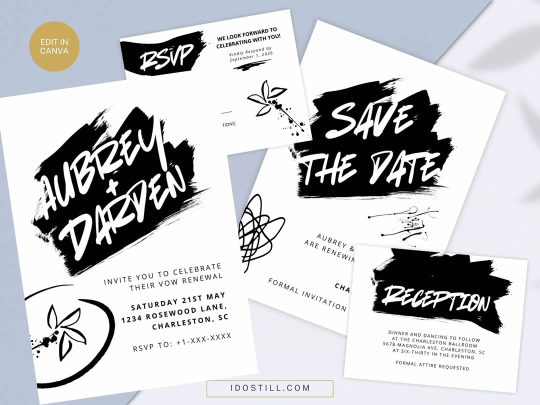 Black Ink Vow Renewal Invitation Mini Suite