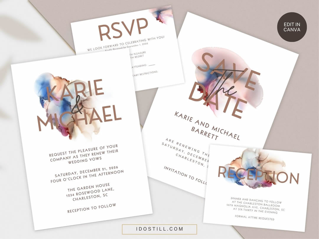 Modern Mocha Vow Renewal Invitation Suite