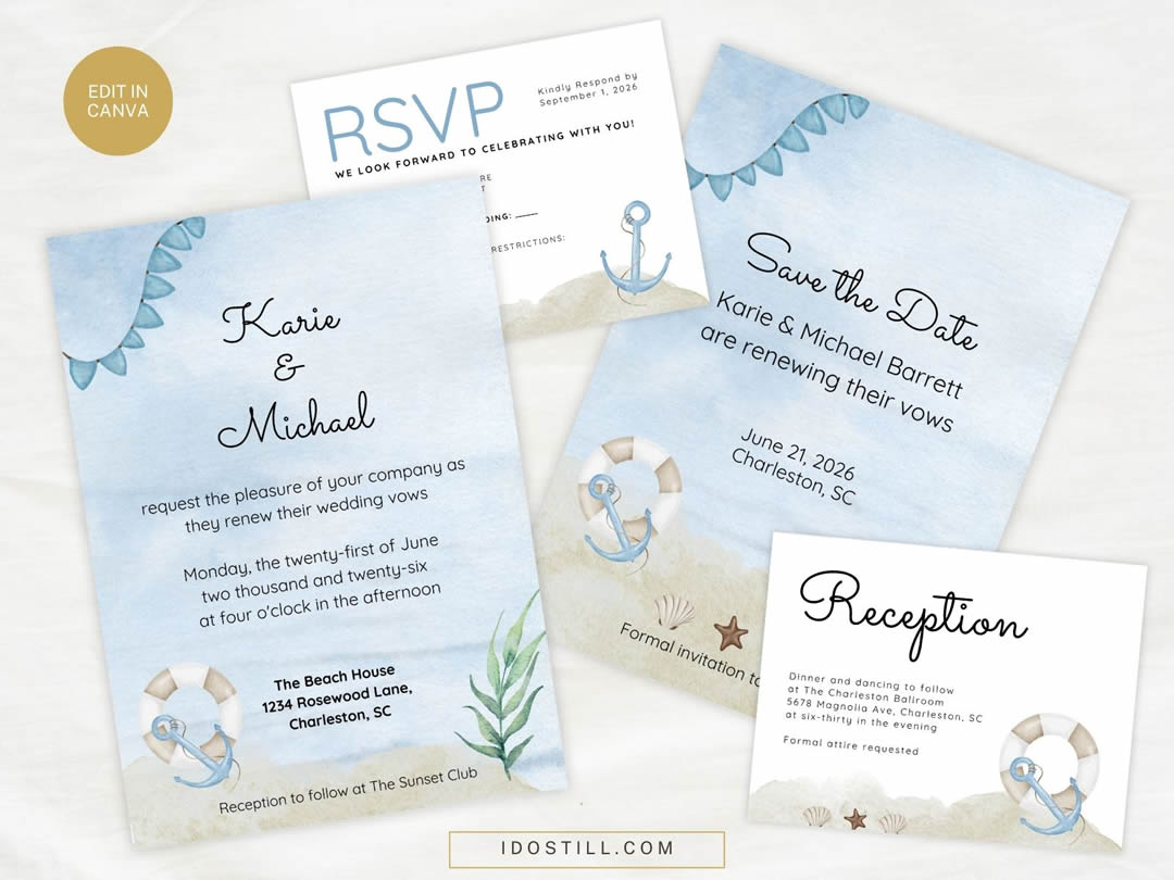 Simply Beachy Vow Renewal Invitation Mini Suite