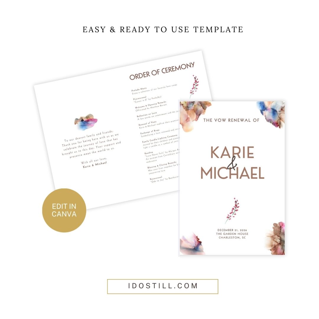 Modern Mocha Vow Renewal Ceremony Program
